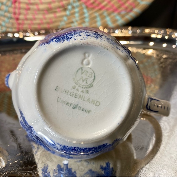Villeroy & Boch "BURGENLAND BLUE" Mini SUGAR & CREAMER Mettlach Green Backstamp - Picture 7 of 11